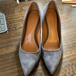 Gray suede Coach heels